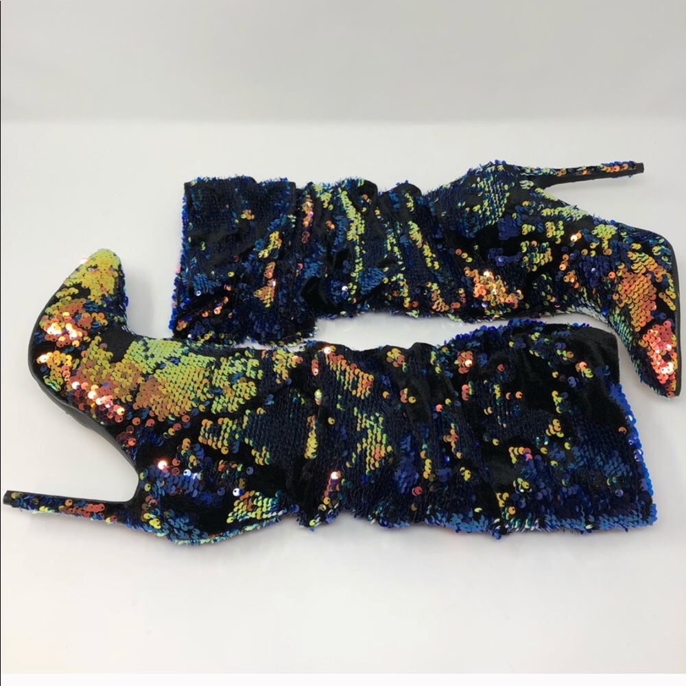 BLUE MULTI SEQUIN BOOTS